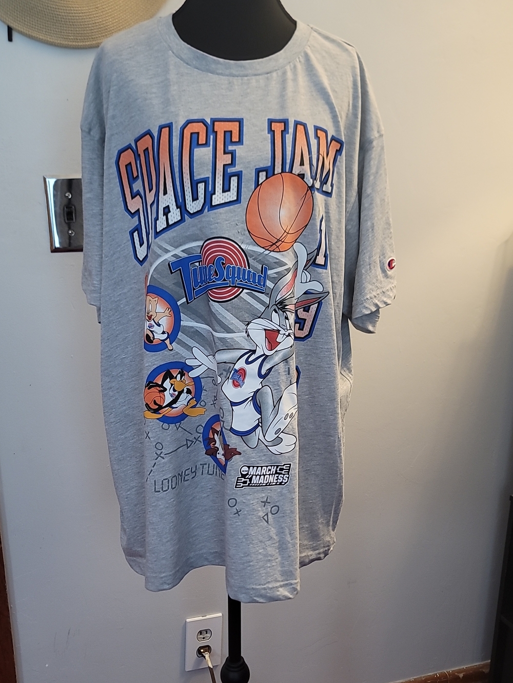 Champion Gray Space Jam Tune Squad Graphic Tee with Orange & Blue Accents